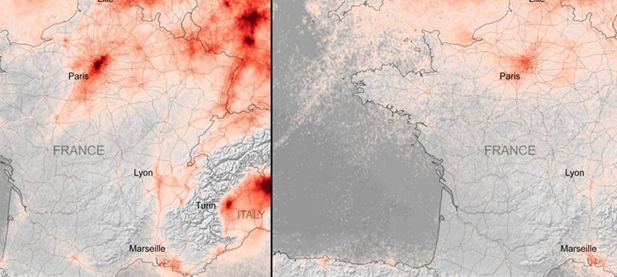 Satellitenbilder zeigen: Weniger Luftverschmutzung durch Corona-Lockdowns