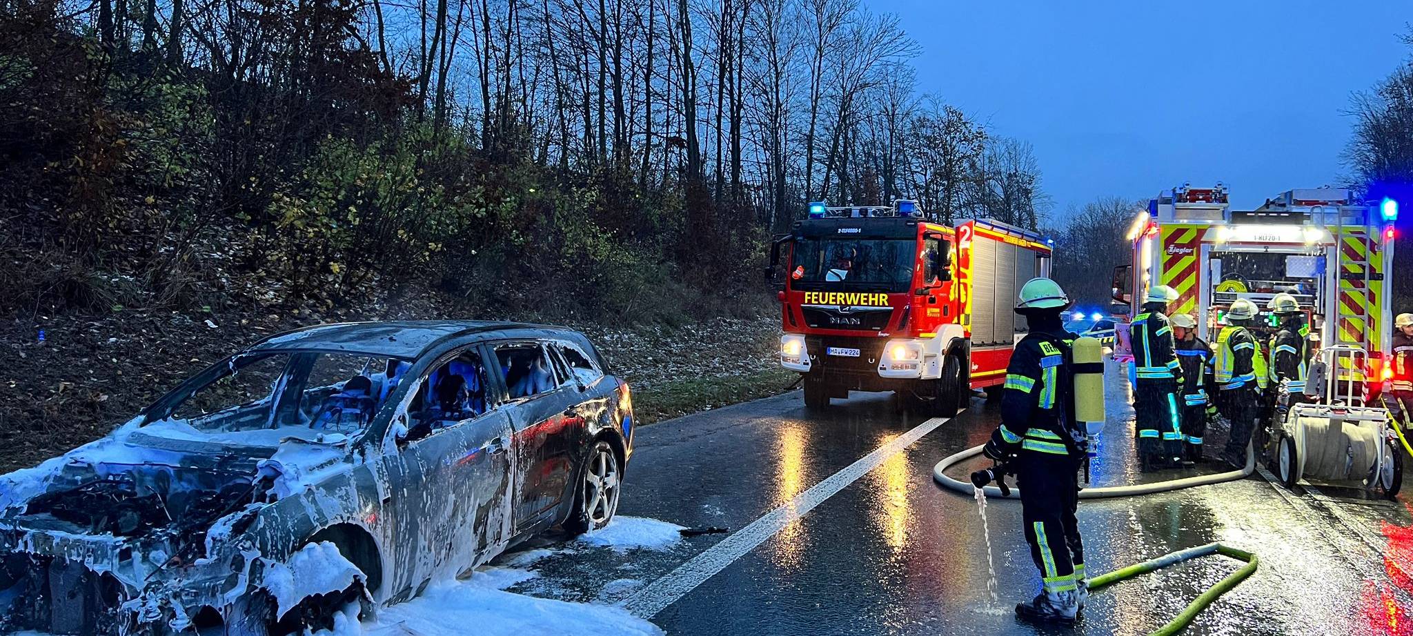 PKW-Brand am Volmeabstieg