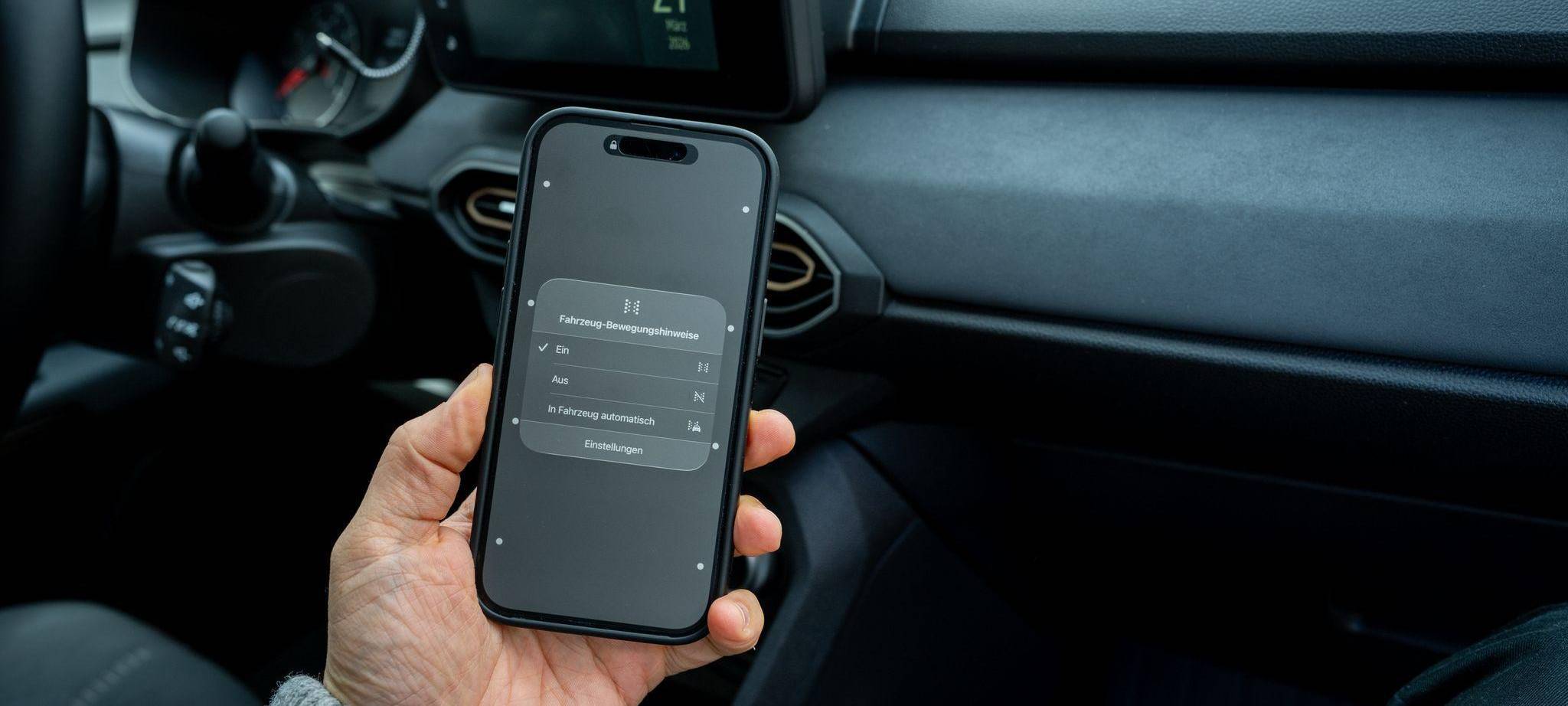«Vehicle Motion Cues» auf einem iPhone