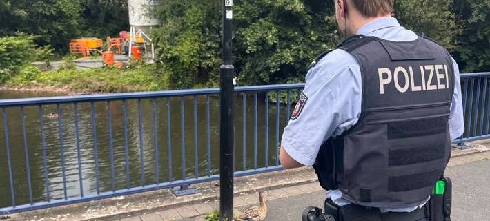 Die Beamten begleiteten die Enten sicher bis zur Volme.